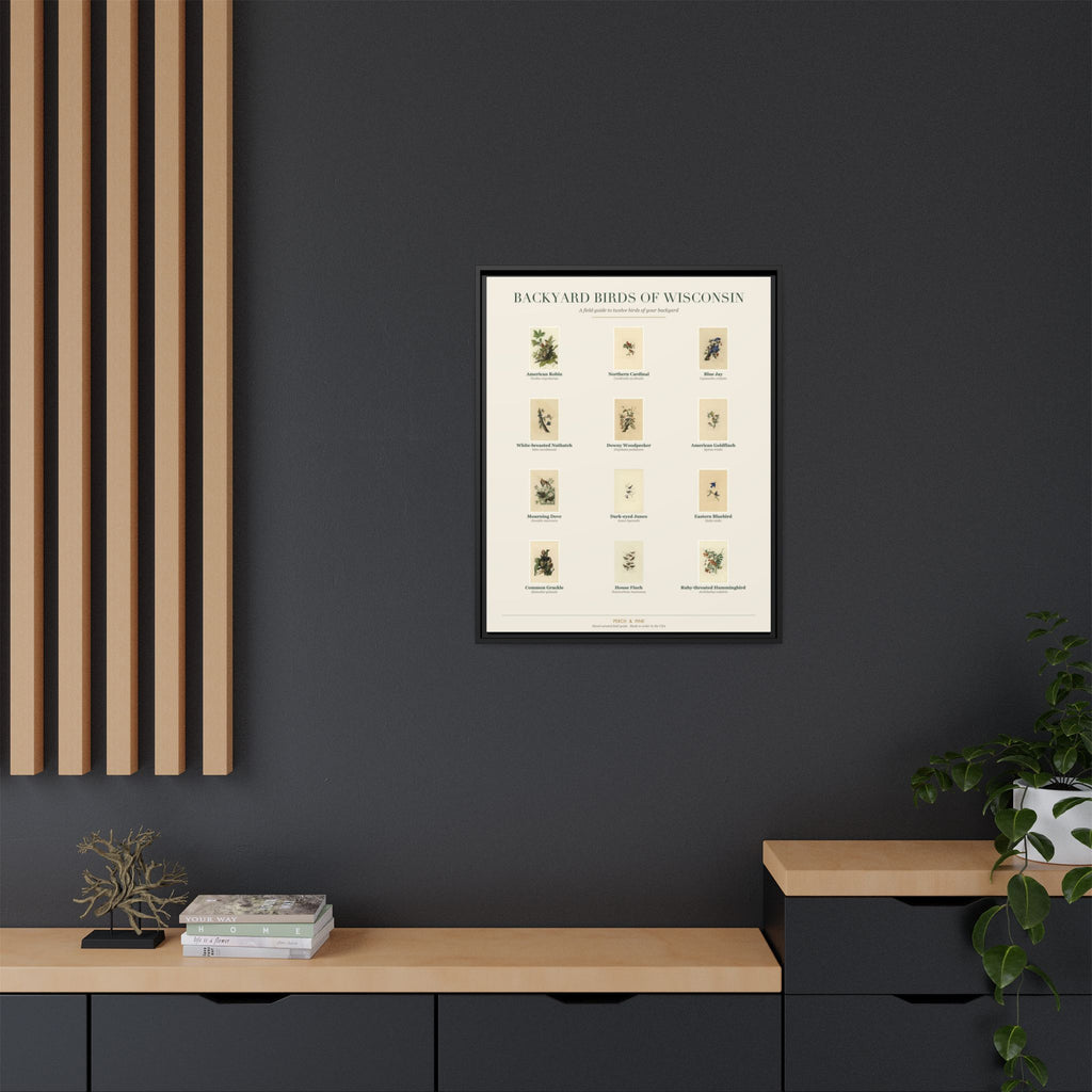 Backyard Birds of Wisconsin — Framed Canvas Bird Identification Print