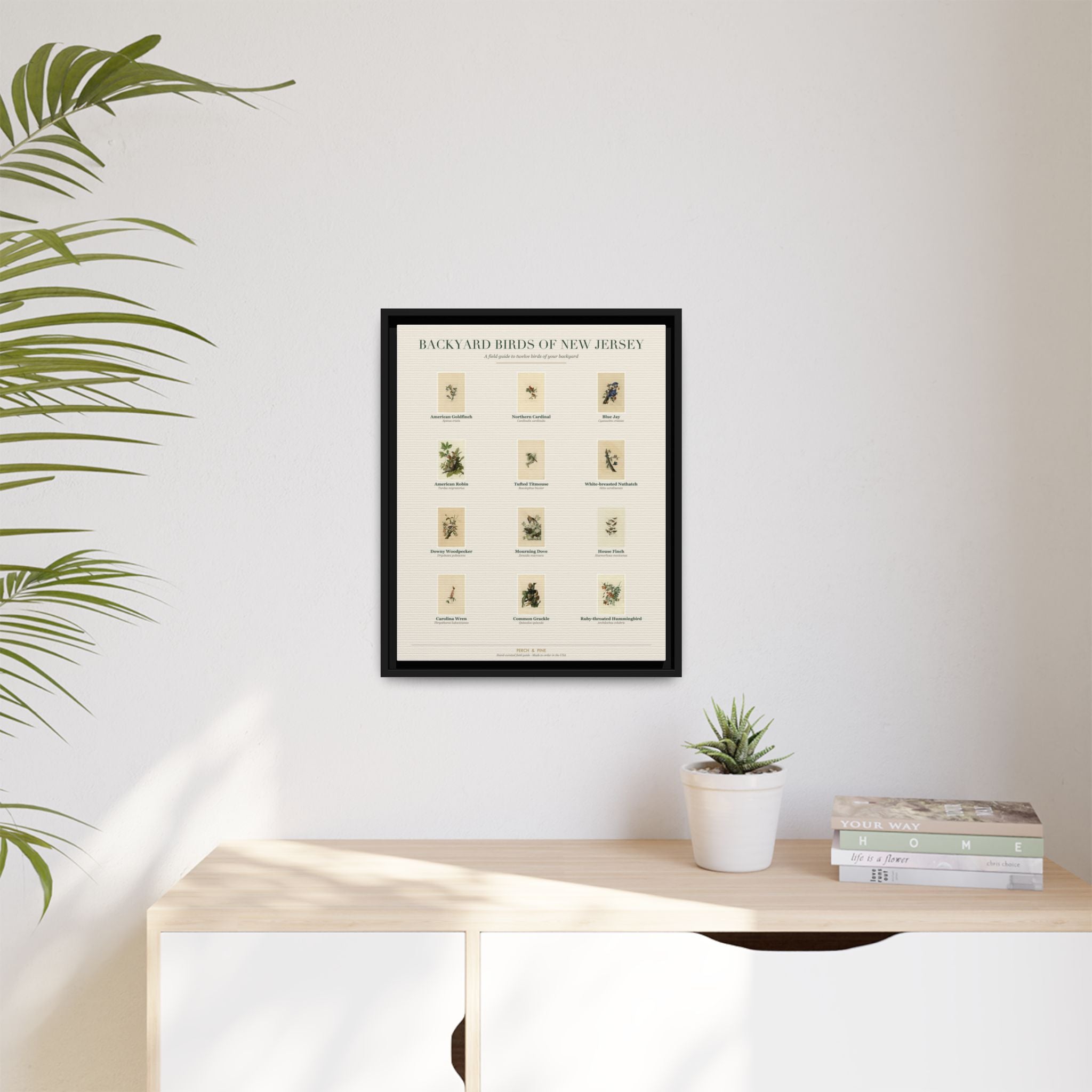 New Jersey framed bird identification canvas detail | Perch & Pine