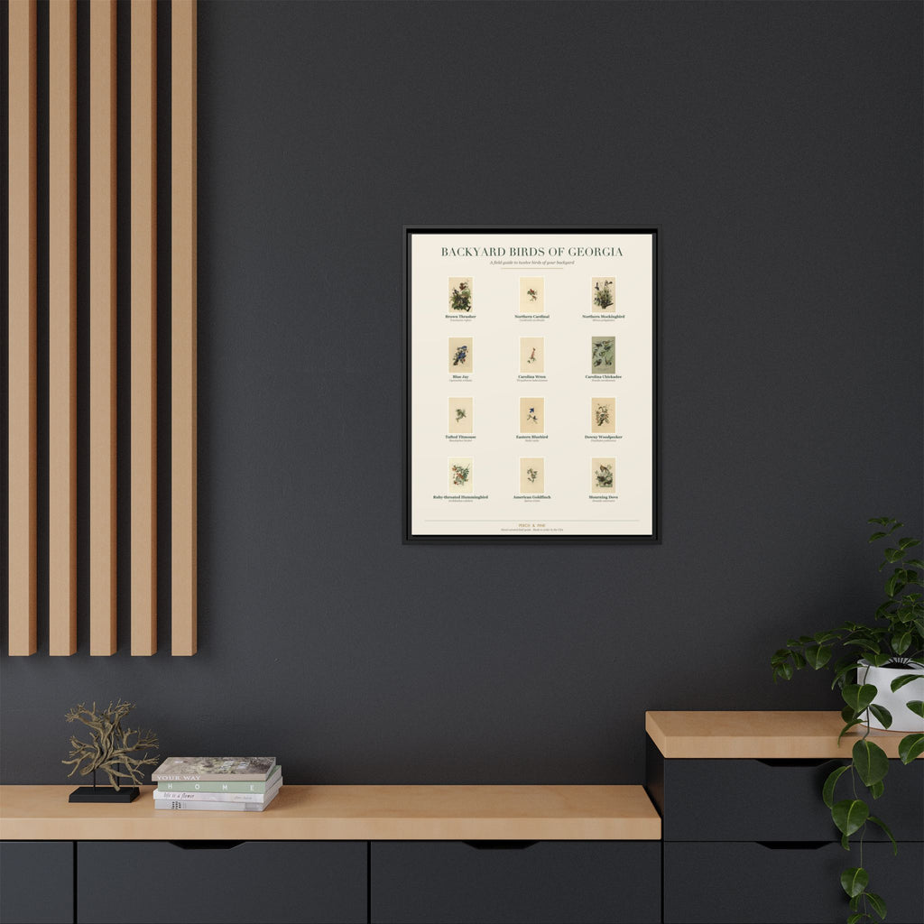 Backyard Birds of Georgia Framed Canvas Wall Art Print