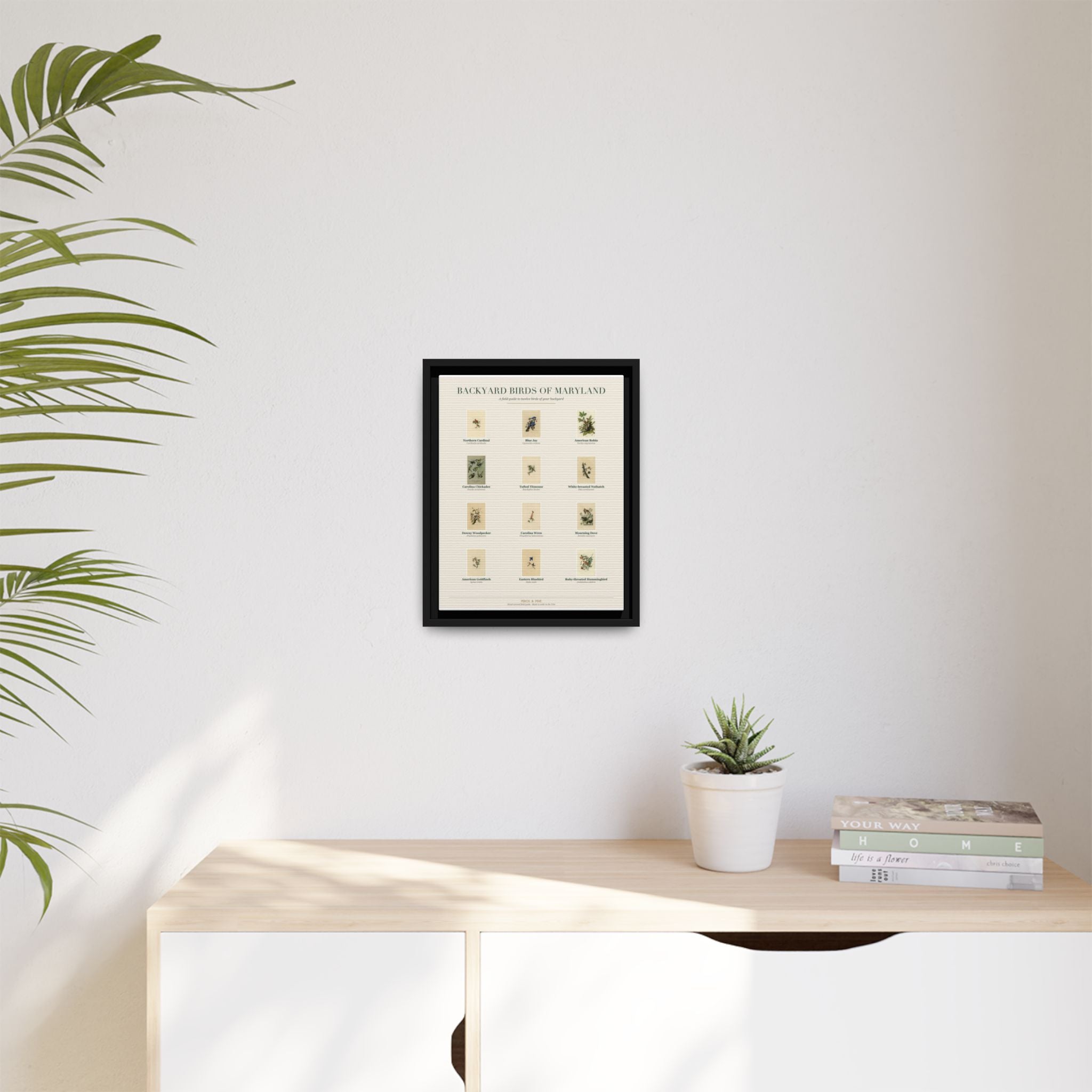 Backyard Birds of Maryland — Framed Canvas Bird Identification Print