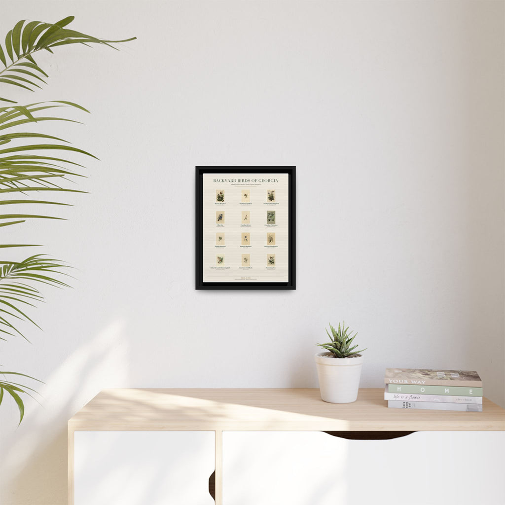 Backyard Birds of Georgia Framed Canvas Wall Art Print